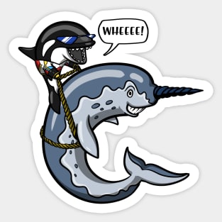 Orca Whale Riding Narwhal Fish Sticker